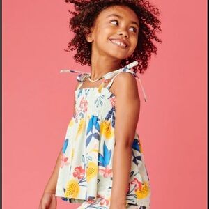 Tea Collection Tassel Trim Ruffle Tank Jamaican Papaya Girls Sz 6